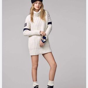Tommy Hilfiger X Gigi Hadid collab White and Navy Turtleneck Sweater Dress